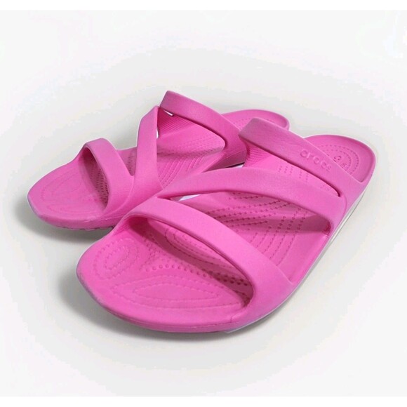 Crocs Kadee II Women's 10 Strappy Slip On Sandals Electric Pink Beach Pool - Picture 1 of 9